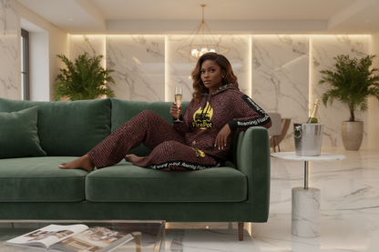 Black Woman in FirePot Brick Wall Set - Luxury Sofa