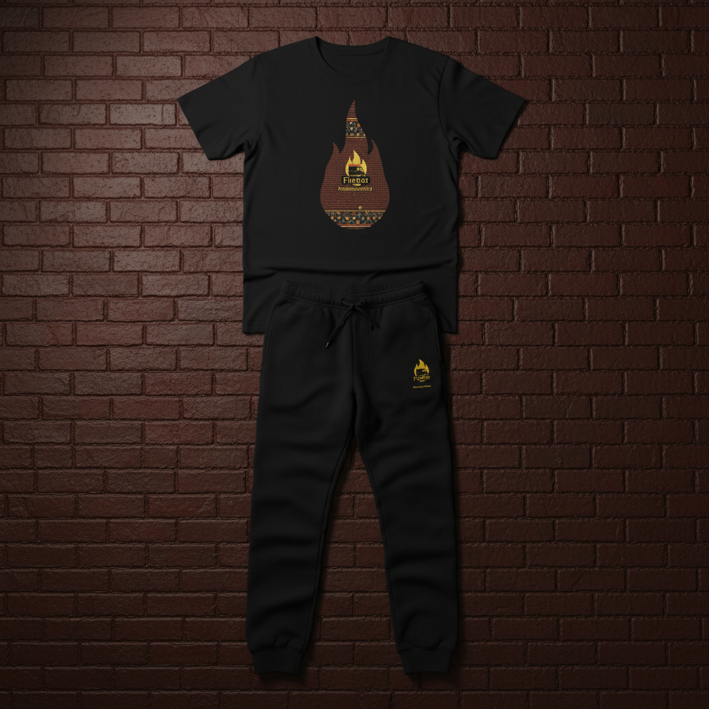 Brick Drip T-Shirt & Sweatpants Flat Lay