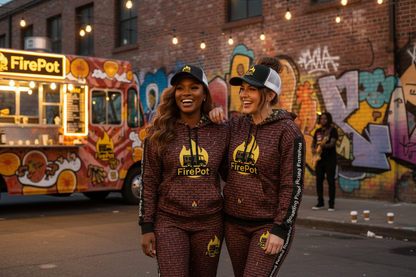 Two models wearing Sisters Bundle with real FirePot designs